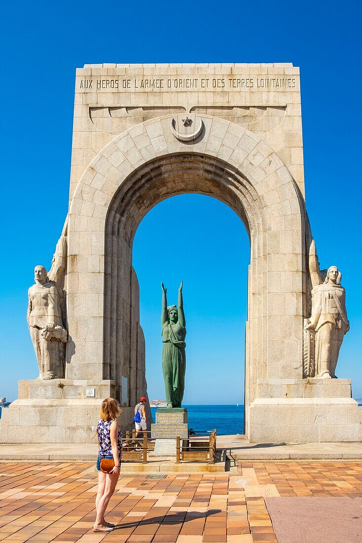France, Bouches du Rhone, Marseille, The Corniche, Gate of the Orient, monument to the armies of Africa