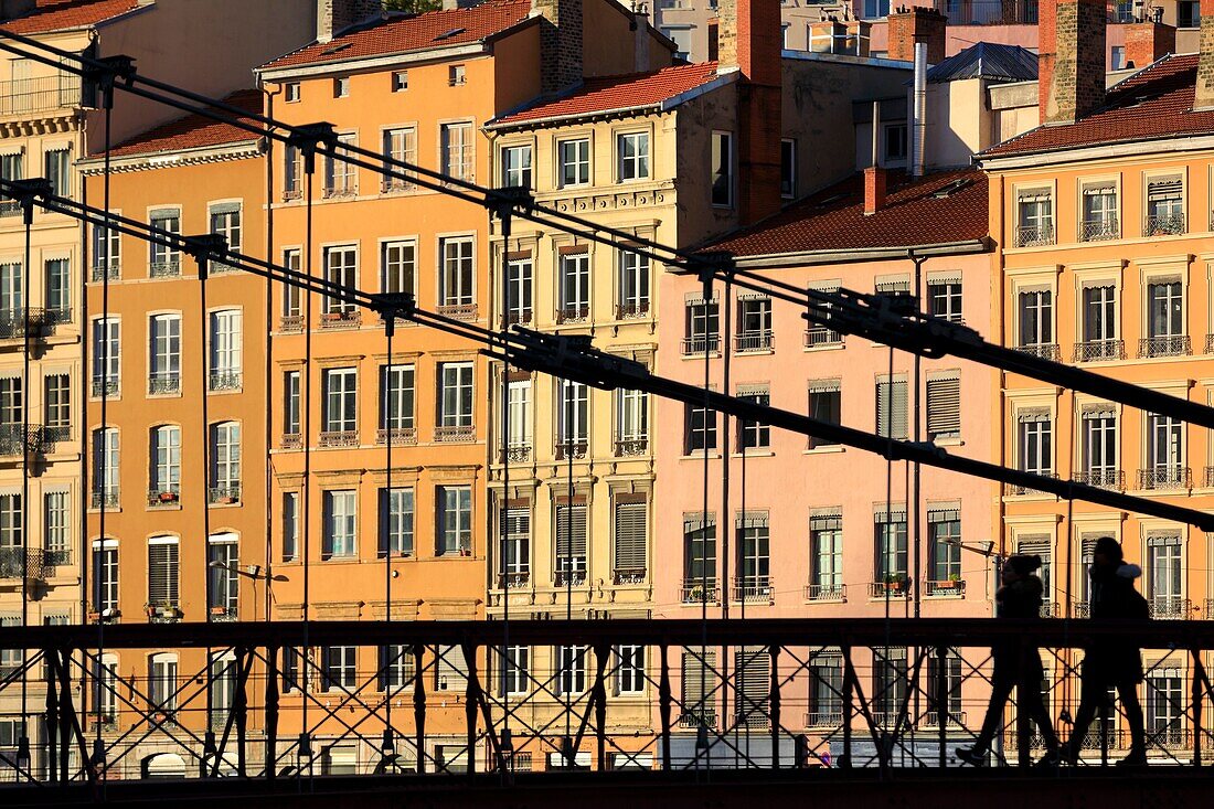 France, Rhône, Lyon, Les Terreaux district, Saint Vincent quay, the Saint Vincent footbridge on the Saône