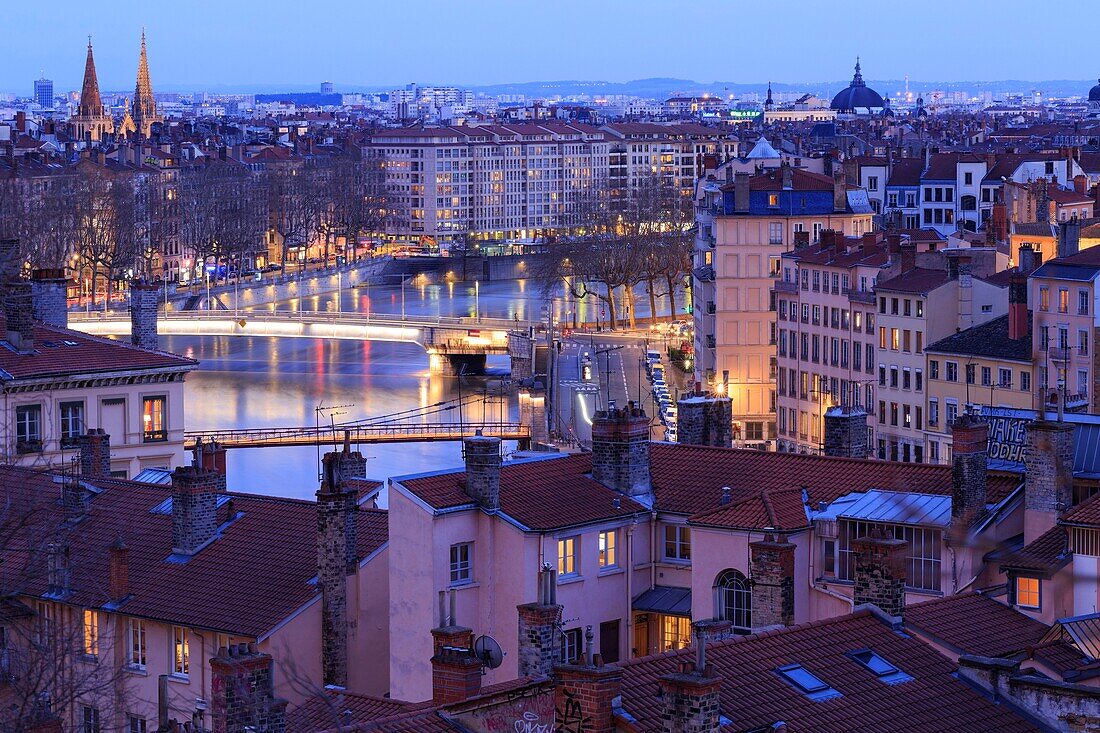 Frankreich, Rhône, Lyon, 1. Bezirk, Stadtteil Les Pentes von La Croix Rousse, La Saône