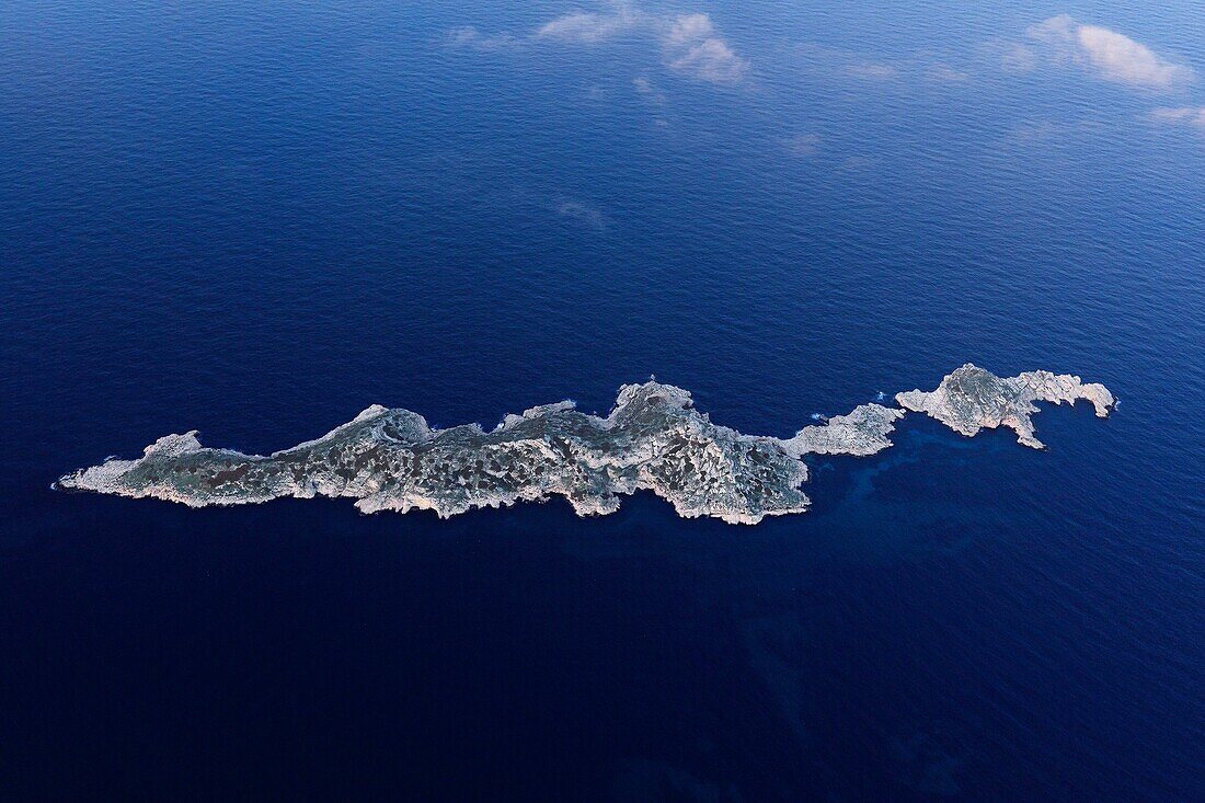 France, Bouches du Rhone, Calanques National Park, Marseille, Riou Archipelago Nature Reserve, Riou Island (aerial view)