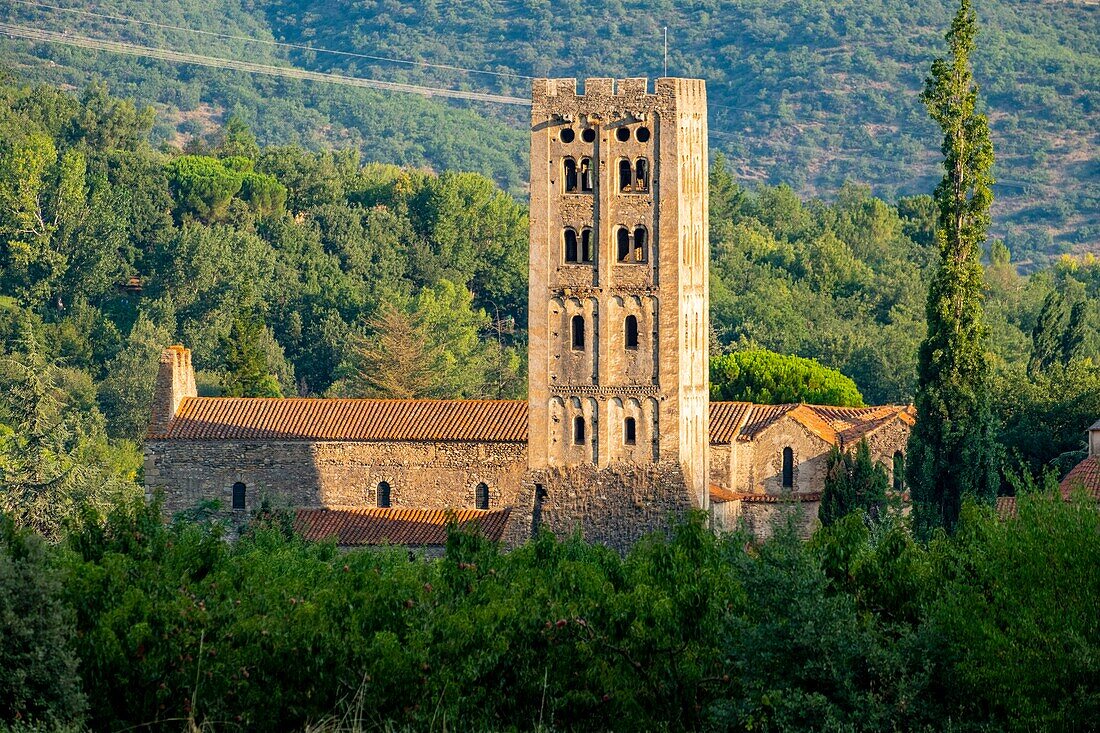 France, Pyrenees Orientales, Codalet, Abbey of Saint Michel de Cuxa, Regional Natural Park of the Catalan Pyrenees