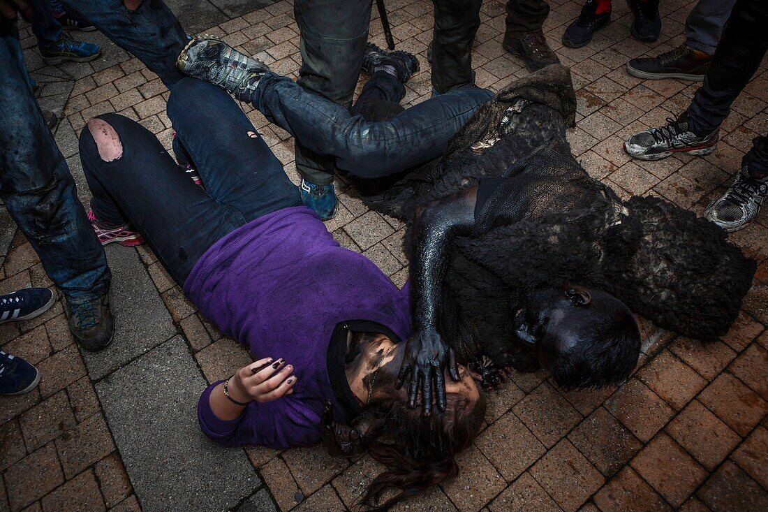 France, Pyrenees Orientales, Prats-de-Mollo, life scene during the bear celebrations at the carnival