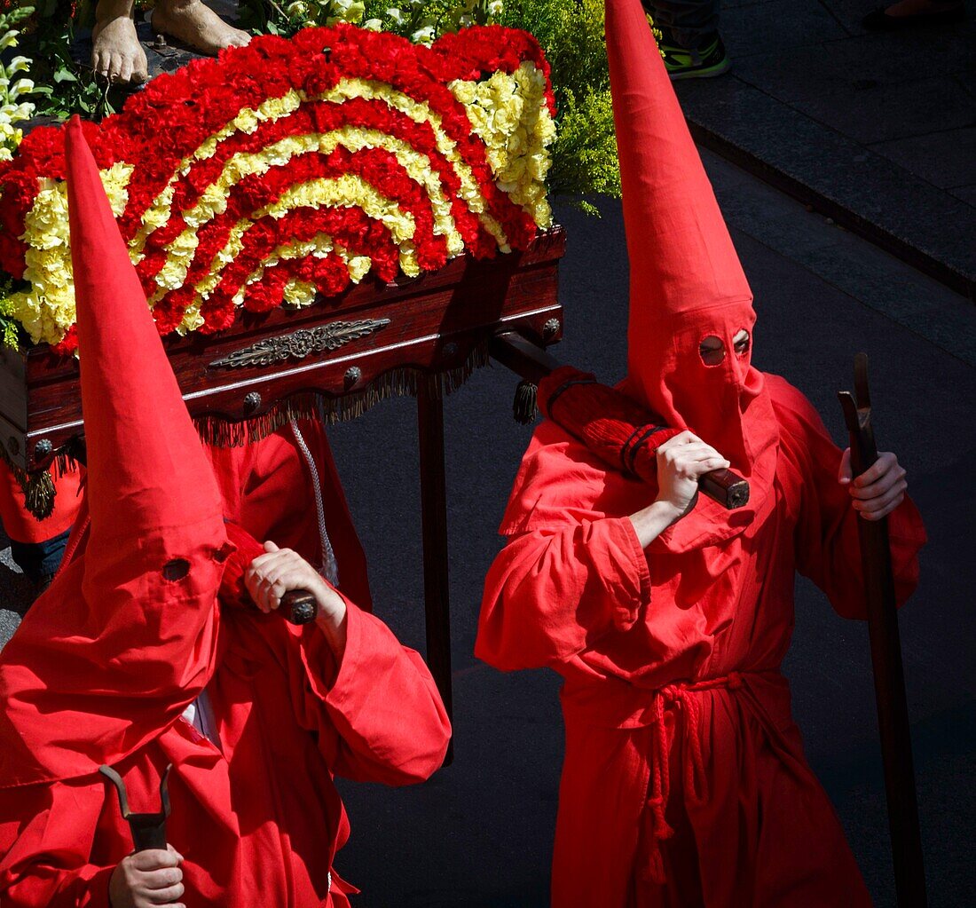 France, Pyrenees Orientales, Perpignan, Sanch procession on the streets of the historic old town of Perpignan