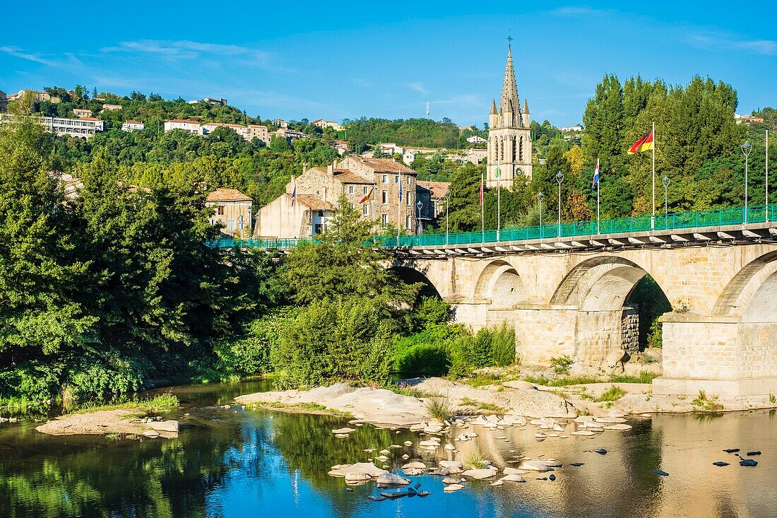 France, Ardeche, Aubenas, Ucel bridge over Ardeche river