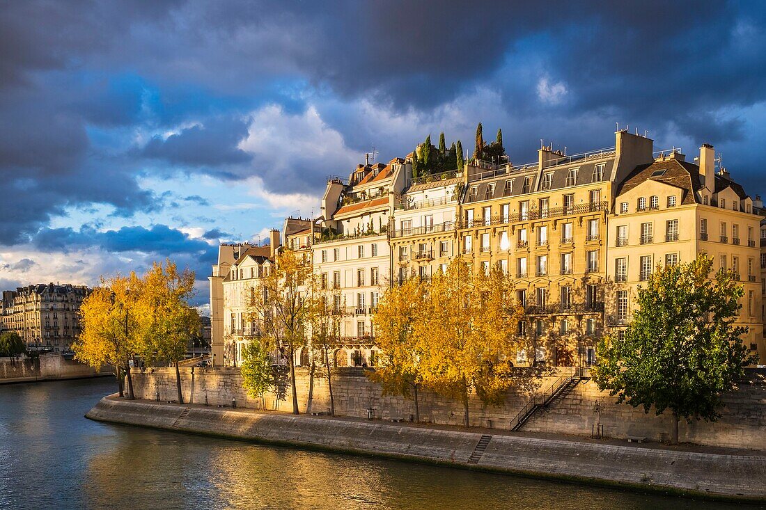 Frankreich, Paris, Seine-Ufer, von der UNESCO zum Weltkulturerbe erklärt, quai d'Orléans auf der Ile Saint-Louis
