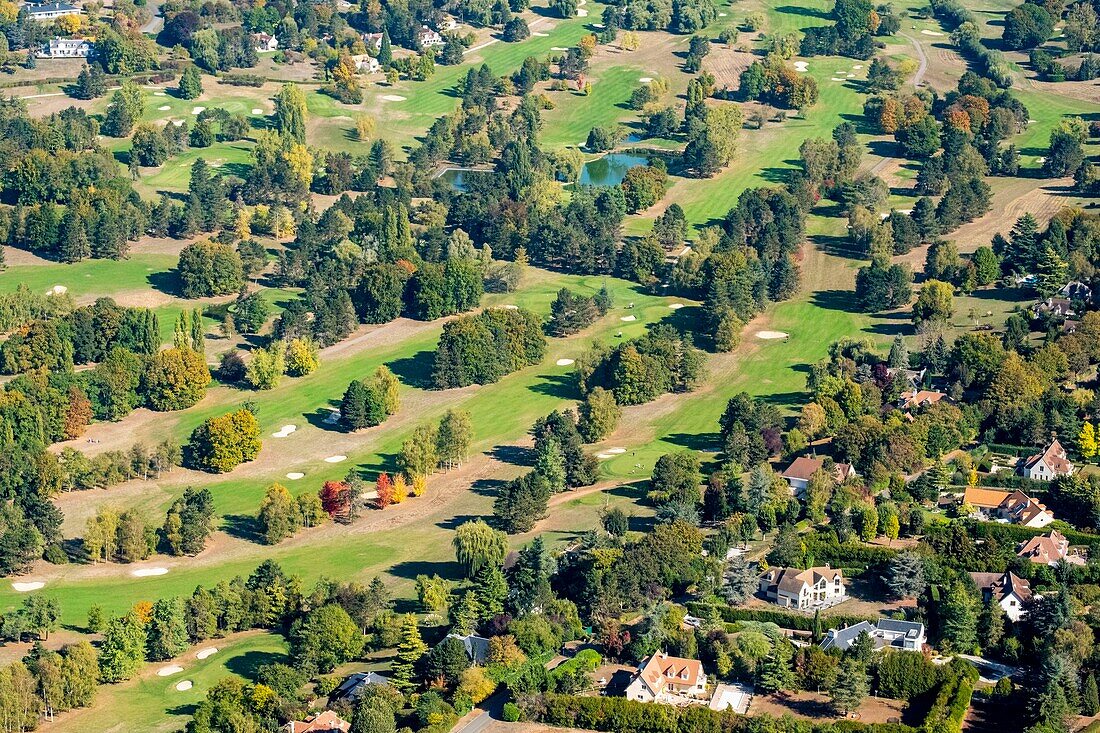France, Yvelines, Jouy en Josas, the golf of Saint Marc (aerial view)