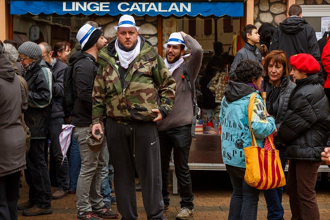 France, Pyrenees Orientales, Prats-de-Mollo, life scene during the bear celebrations at the carnival