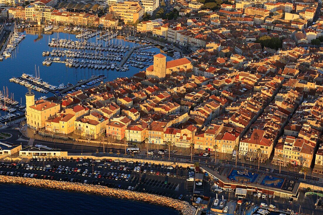 France, Bouches du Rhone, La Ciotat, Old Port (aerial view)