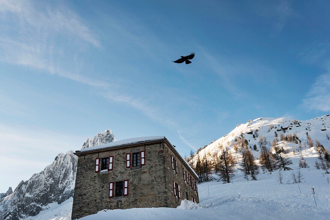 France, Haute Savoie, Mont Blanc valley, Chamonix Mont Blanc, hotel refuge of Montenvers