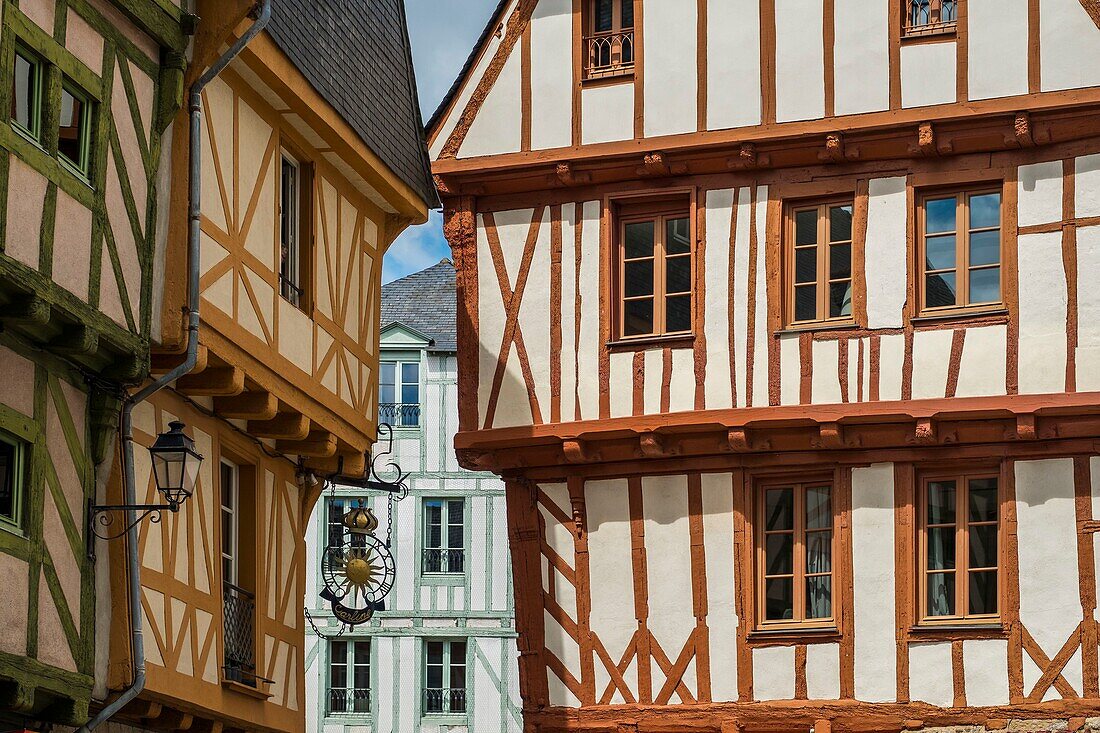 France, Morbihan, Vannes, downtown half timbered house