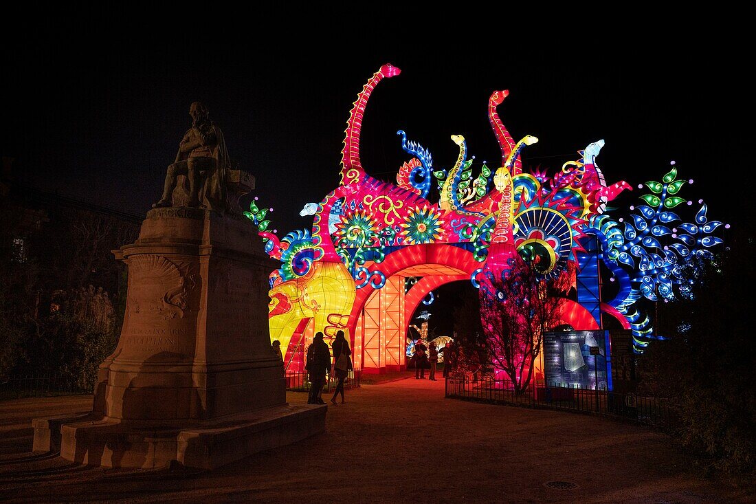 Frankreich, Paris, Jardin des Plantes, Erstes Lichterfest, Spezies im Prozess der Erleuchtung