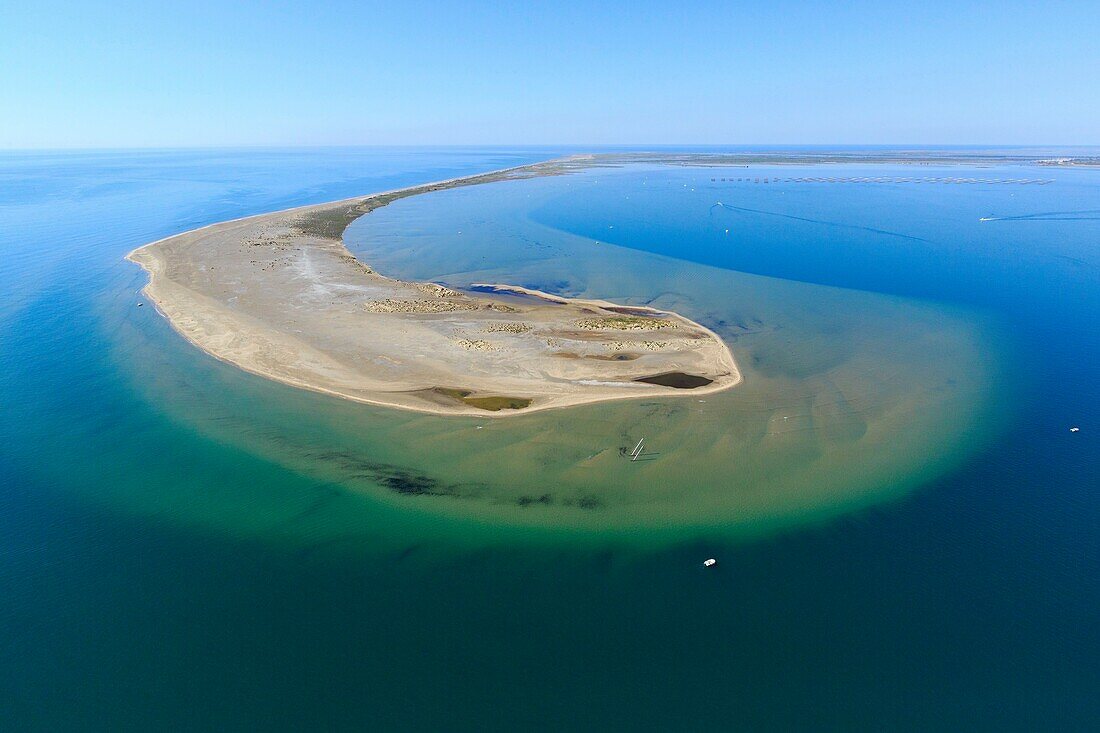 France, Bouches du Rhone, Camargue Regional Natural Park, Port Saint Louis du Rhone, Fos sur Mer Golf, They de La Gracieuse (aerial view)