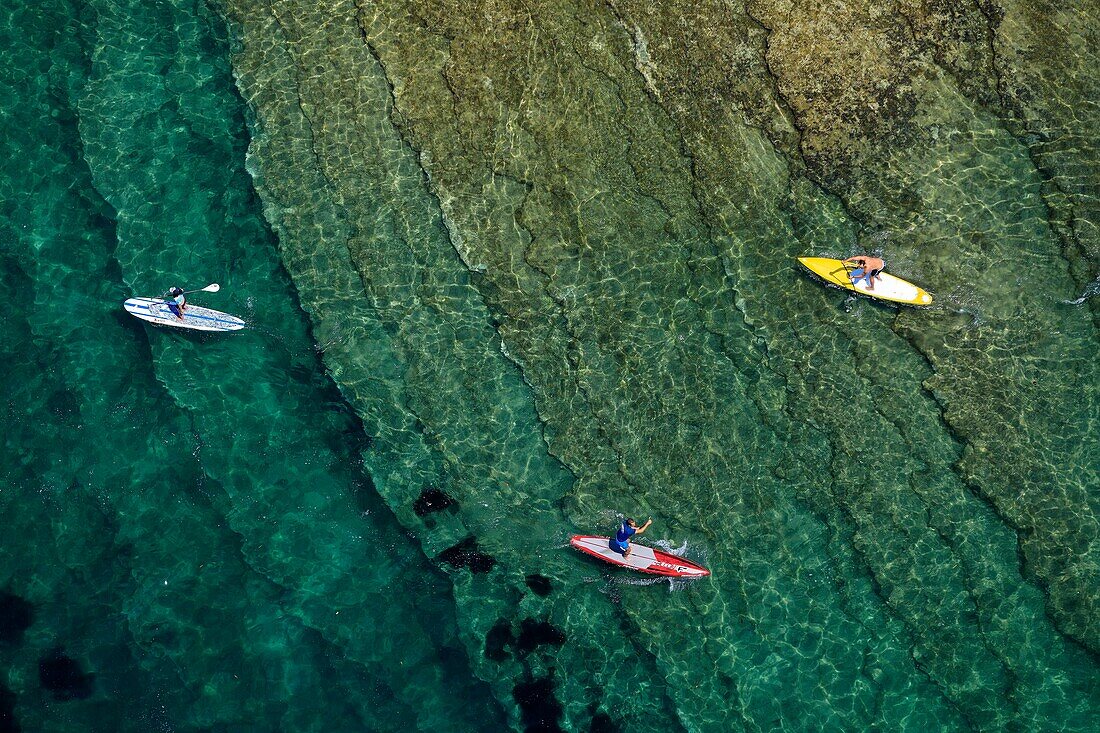 France, Bouches du Rhone, La Ciotat, Le Liouquet district, paddle (aerial view)