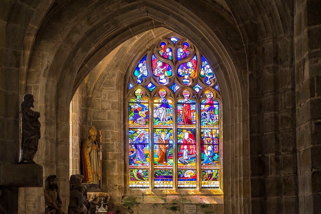 France, Finistere, Locronan labeled The Most Beautiful Villages of France, interior of the church of Saint Ronan