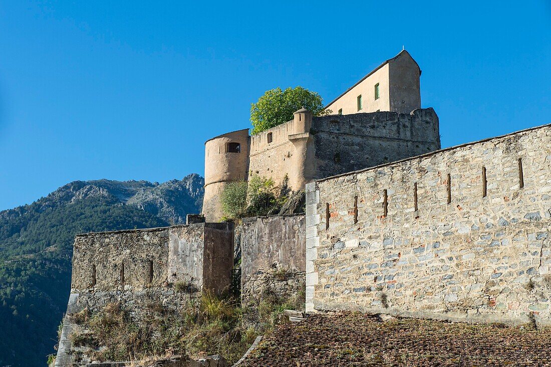 France, Haute Corse, Corte, the top of the citadel seen from the ramparts