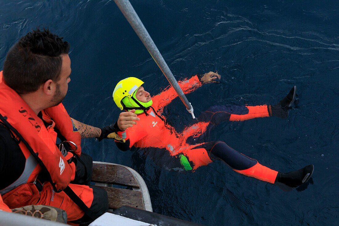 Frankreich, Bouches du Rhone, La Ciotat, Seenotretter SNSM, Rettungsübung