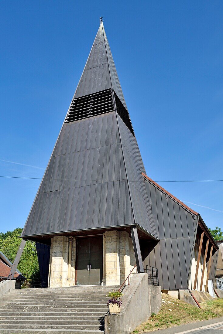 France, Territoire de Belfort, Croix, Saint Nicolas church dated 1971