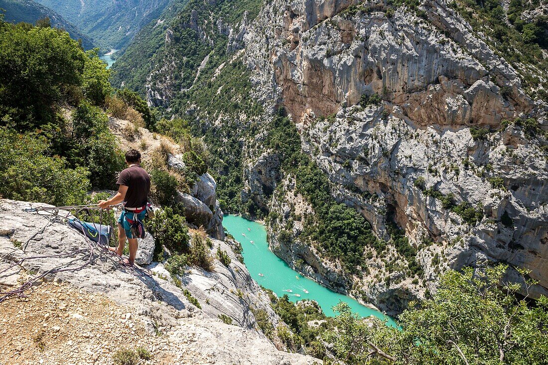 France, Alpes de Haute Provence, Verdon Regional Natural Park, Grand Canyon of Verdon, the lake of Sainte Croix