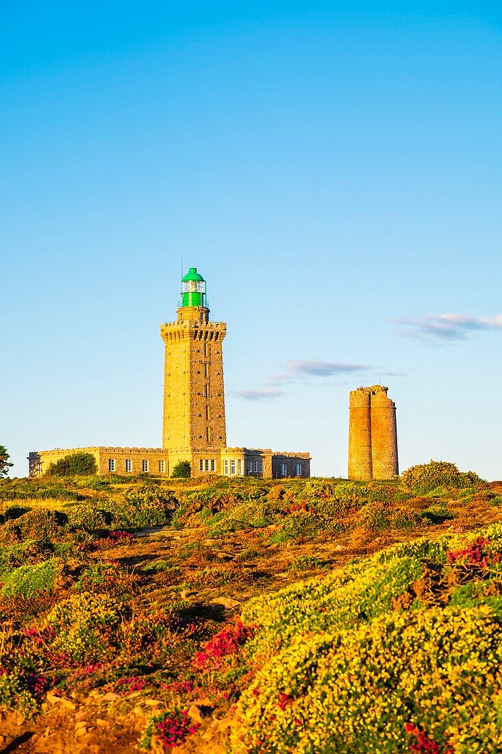 France, Cotes d'Armor, Plevenon, Frehel Cape and its lighthouses, one is a Vauban lighthouse