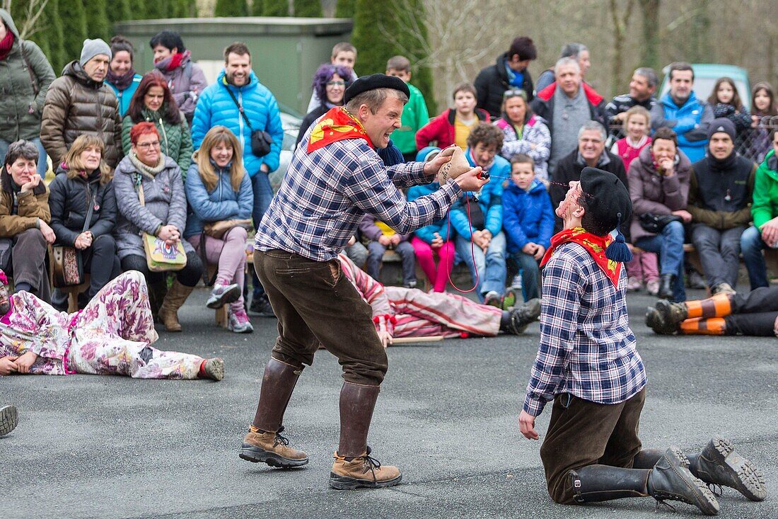 France, Pyrenees Atlantiques, Bask country, Sainte Engrace, The Souletine Masquerade (Xiberoko Maskarada) is an itinerant carnival rite, passing from village to village