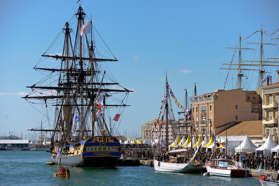 Frankreich, Herault, Sete, Festival Escale a Sete, Fest der maritimen Traditionen, Quai de la République, Fregatte Hermione