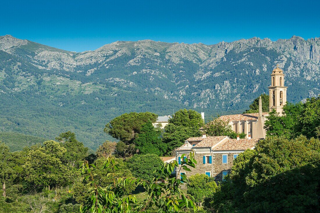 France, Corse du Sud, Porto, Gulf of Porto listed as World Heritage by UNESCO, the village of Piana ranked among the most beautiful villages in France