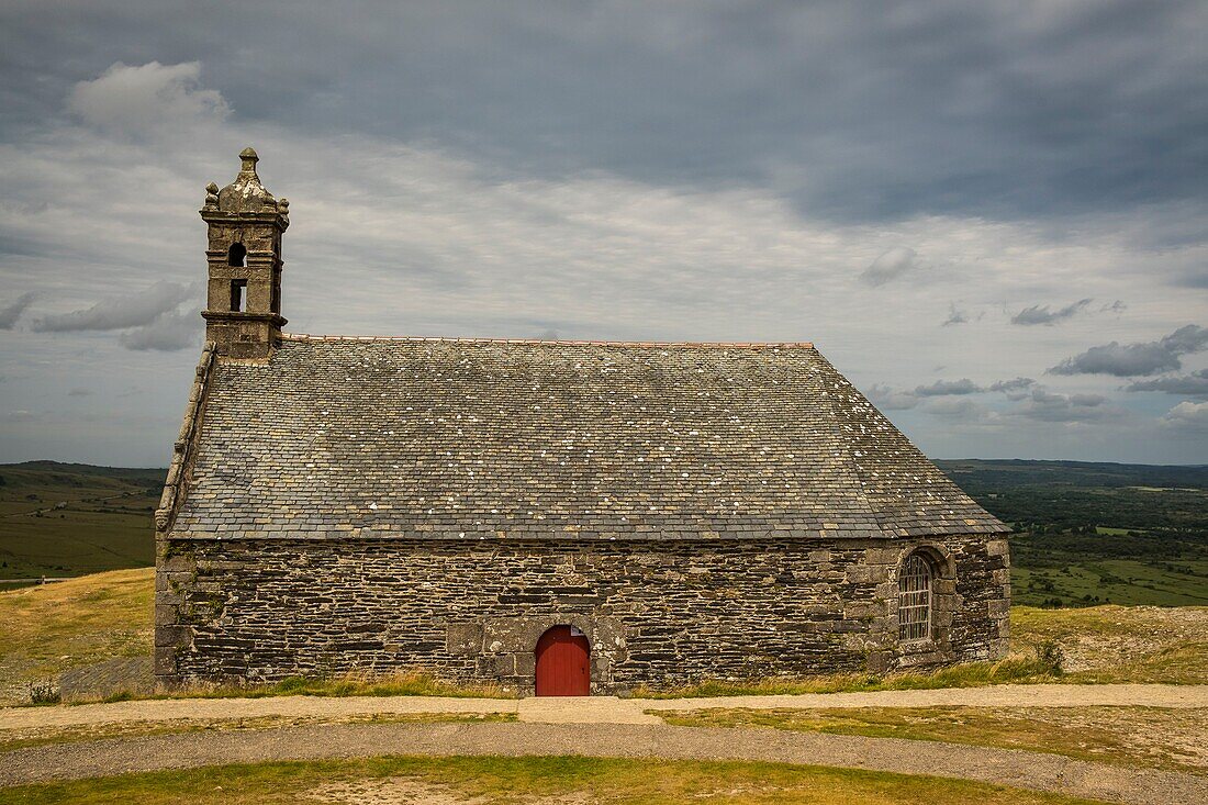 France, Finistere, Regional Natural Park of Armorica, Monts d'Arree, Saint Rivoal, Saint Michel Chapel at the top of Mont Saint Michel de Brasparts