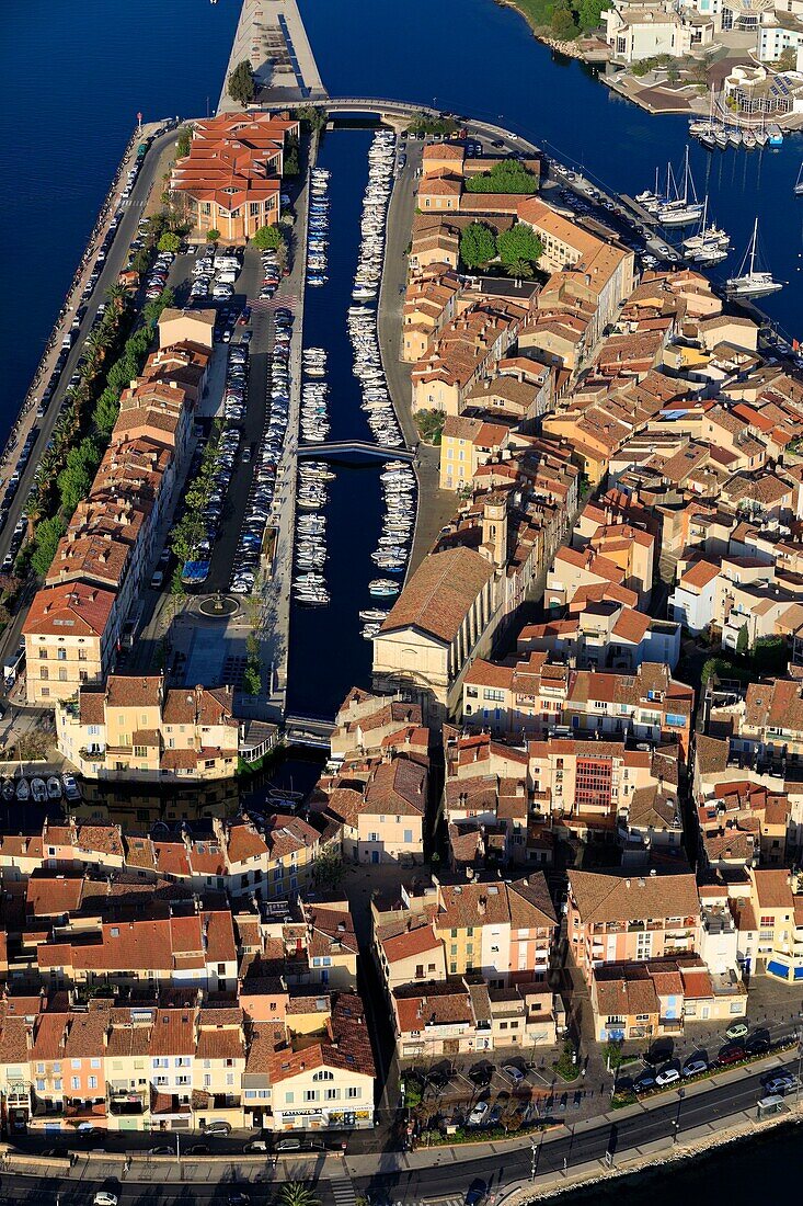 Frankreich, Bouches du Rhone, Martigues, Stadtteil der Insel, Kanal Galiffet (Luftaufnahme)