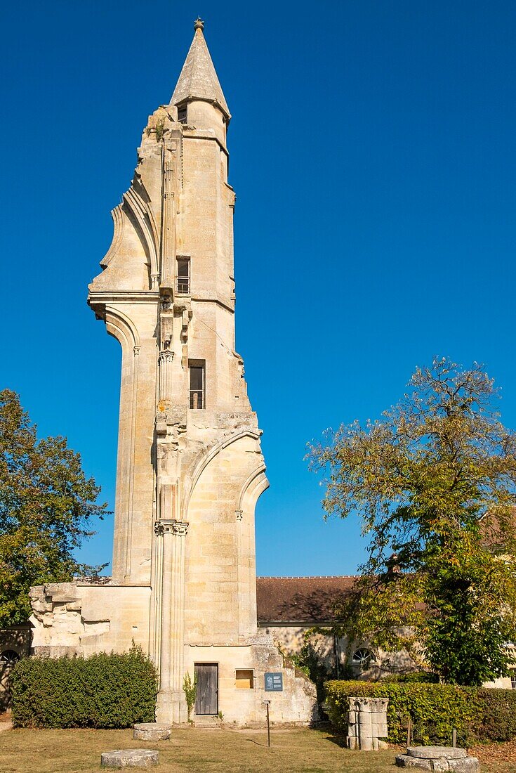 France, Val d'Oise, Asnieres sur Oise, the Cistercian abbey of Royaumont, turret vestige of the destroyed abbey