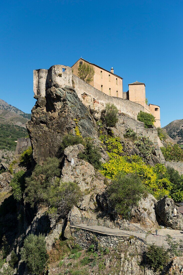 Frankreich, Haute Corse, Corte, die Zitadelle vom Aussichtsturm aus gesehen