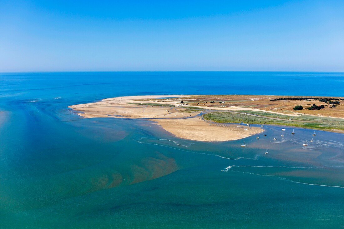 Frankreich, Manche, Agon Coutainville, die Passe de la Colliere und die Pointe d'Agon (Luftaufnahme)