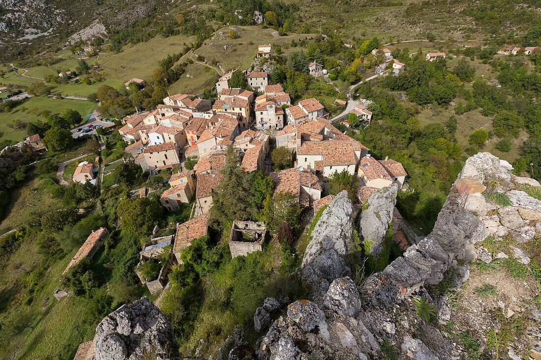 France, Alpes-de-Haute-Provence, Verdon Regional Nature Park, Grand Canyon du Verdon, the village of Rougon