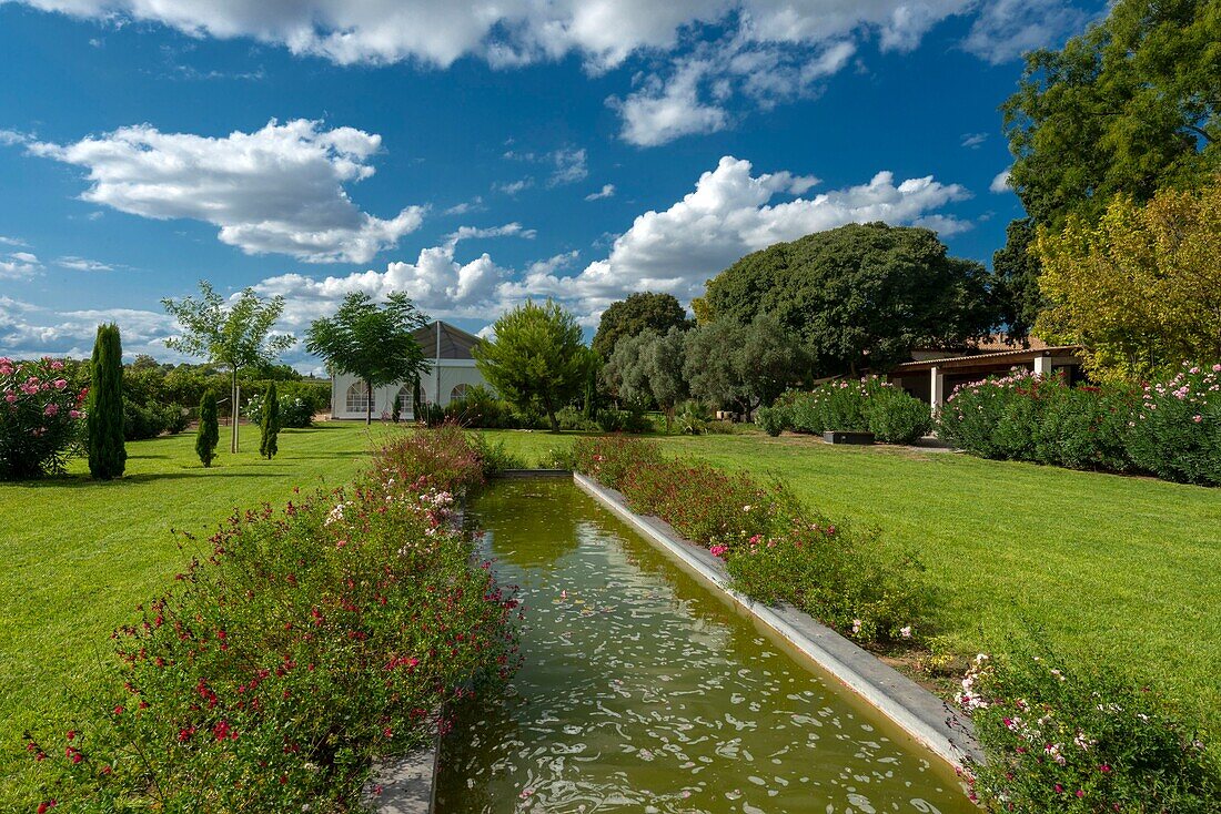 France, Herault, Meze, Saint-Andre domain, pleasure garden around a pond