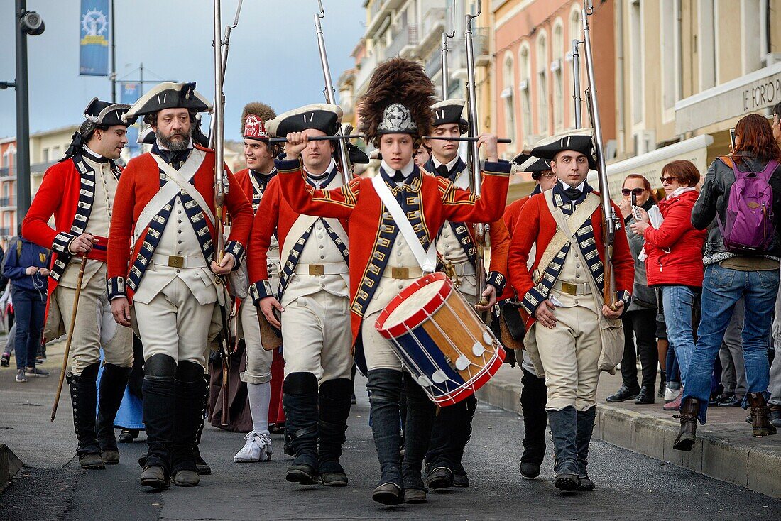 Frankreich, Herault, Sete, Fest der Escale a Sete, Fest der maritimen Traditionen, historischer Festzug zu Ehren der Truppen von La Fayette