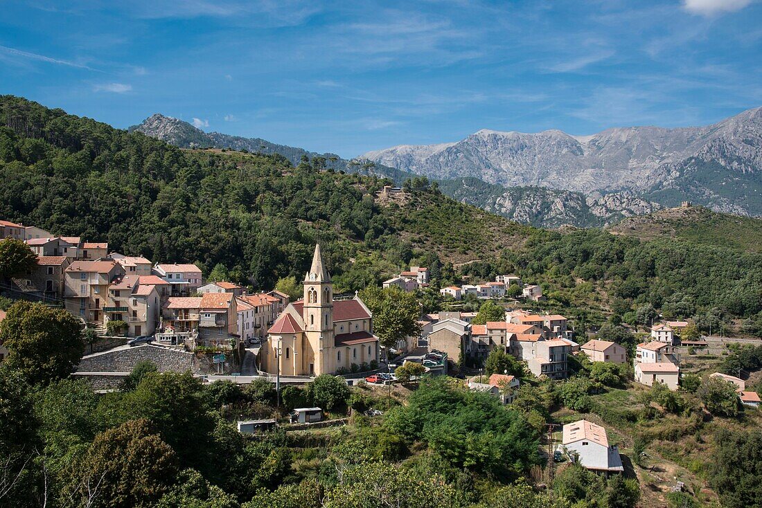 Frankreich, Haute Corse, Vivario, Gesamtansicht des Dorfes