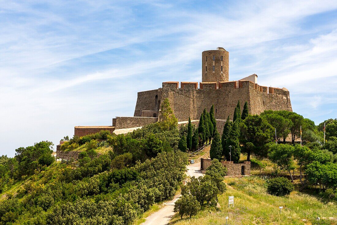 Frankreich, Ostpyrenäen, Vermeille-Küste, Collioure, das Fort Saint-Elme aus dem 16.