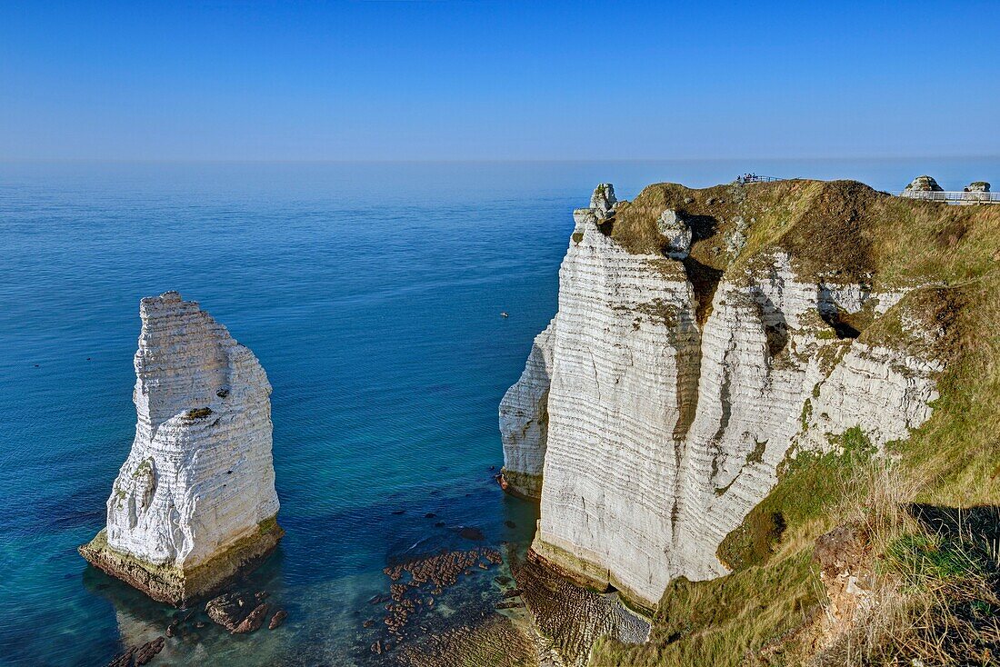 France, Seine Maritime, Etretat, the Aval cliffs and the Aiguille (Needle)