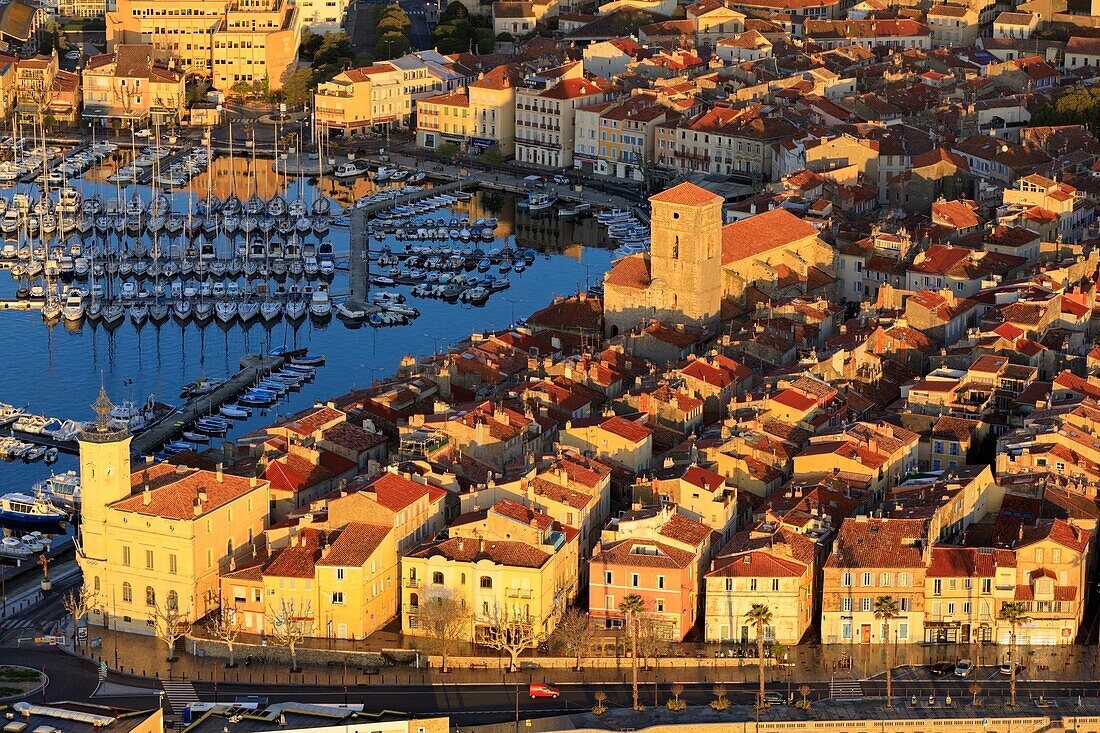 France, Bouches du Rhone, La Ciotat, Old Port (aerial view)