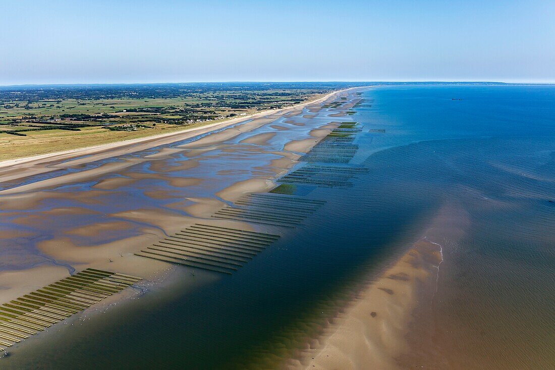 France, Manche, Ste Marie du Mont, Utah beach June 6 1944 landing beach (aerial view)