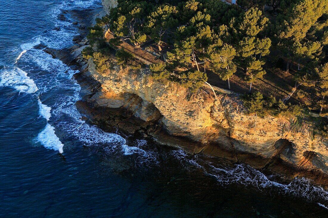 France, Bouches du Rhone, La Ciotat, The Liouquet, Corniche du Liouquet (aerial view)