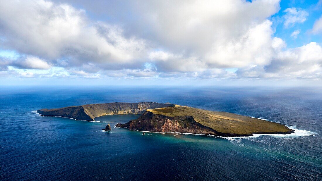 France, Indian Ocean, French Southern and Antarctic Lands listed as World Heritage by UNESCO, Saint-Paul island, (aerial view)
