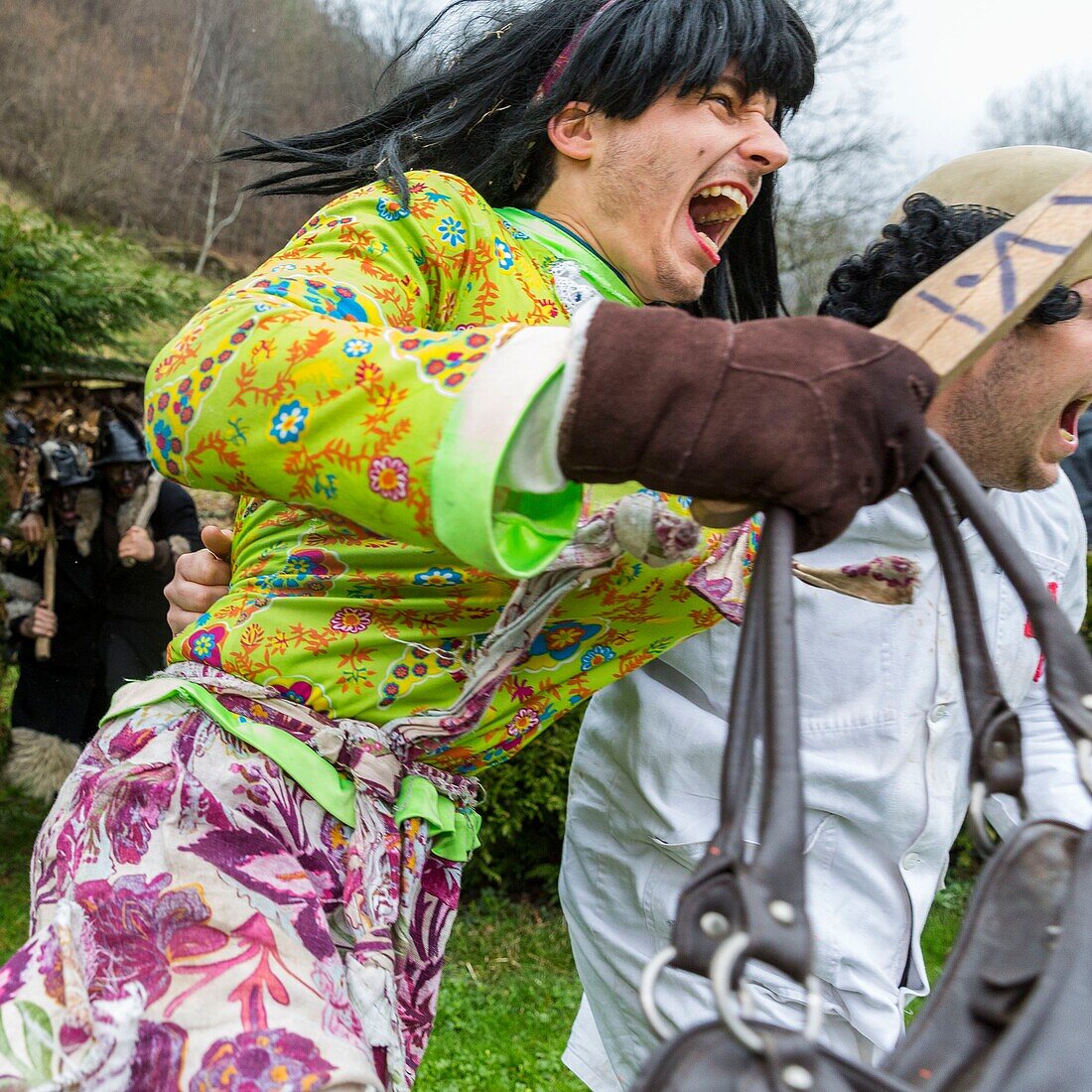 France, Pyrenees Atlantiques, Bask country, Sainte Engrace, The Souletine Masquerade (Xiberoko Maskarada) is an itinerant carnival rite, passing from village to village