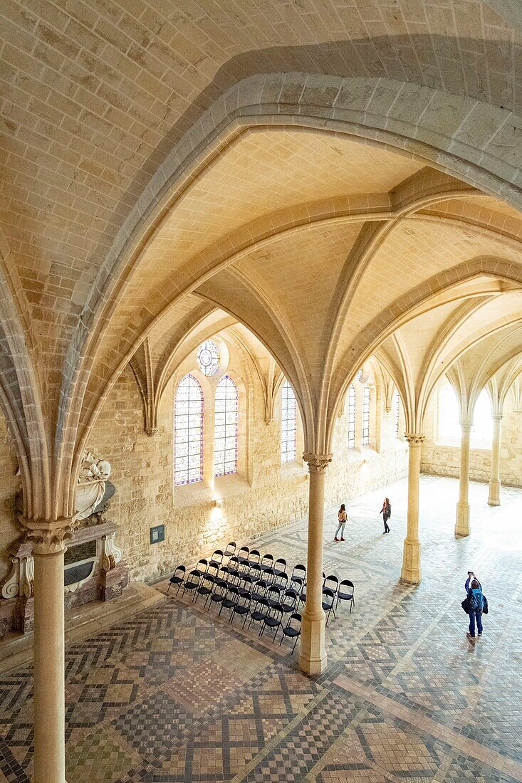 France, Val d'Oise, Asnieres sur Oise, the Cistercian Abbey of Royaumont, the former refectory of the monks