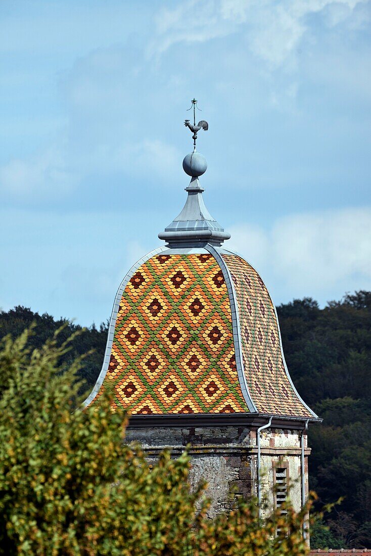 France, Doubs, Aibre, temple rebuilt in 1773, Comtois bell tower to the imperial