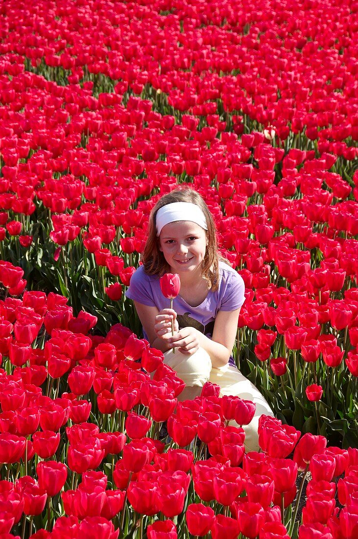 Girl in flower field