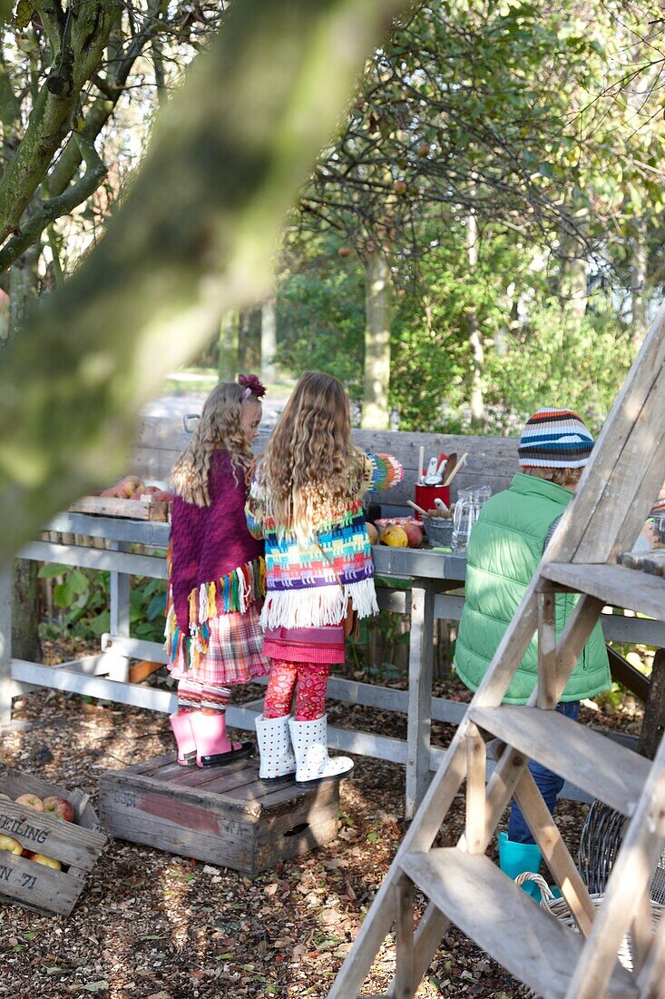 Children at garden table