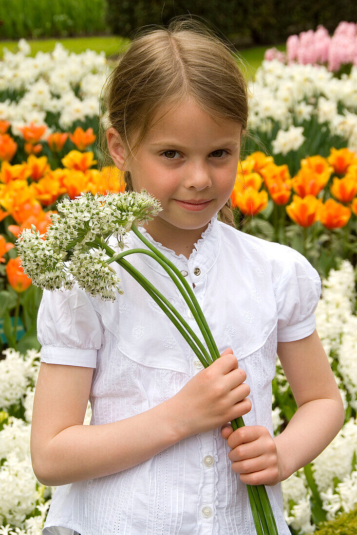 Girl holding Allium