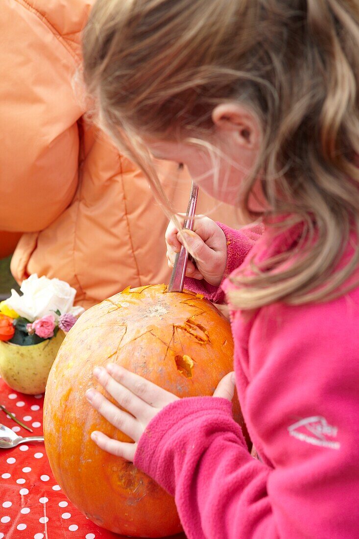 Carving halloween pumpkins