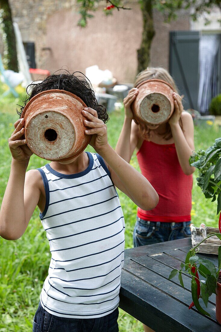 Children playing in garden