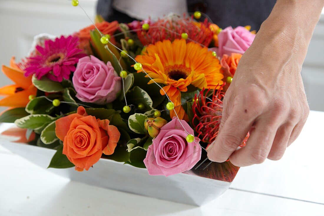 Making floral arrangement